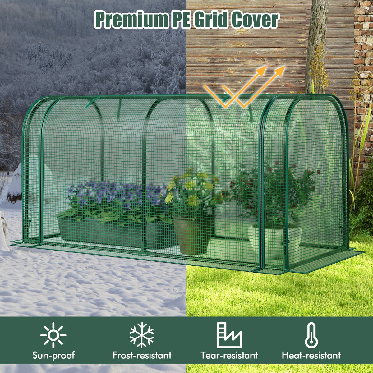Mini Tunnel Greenhouse with Roll-up Zipper Door