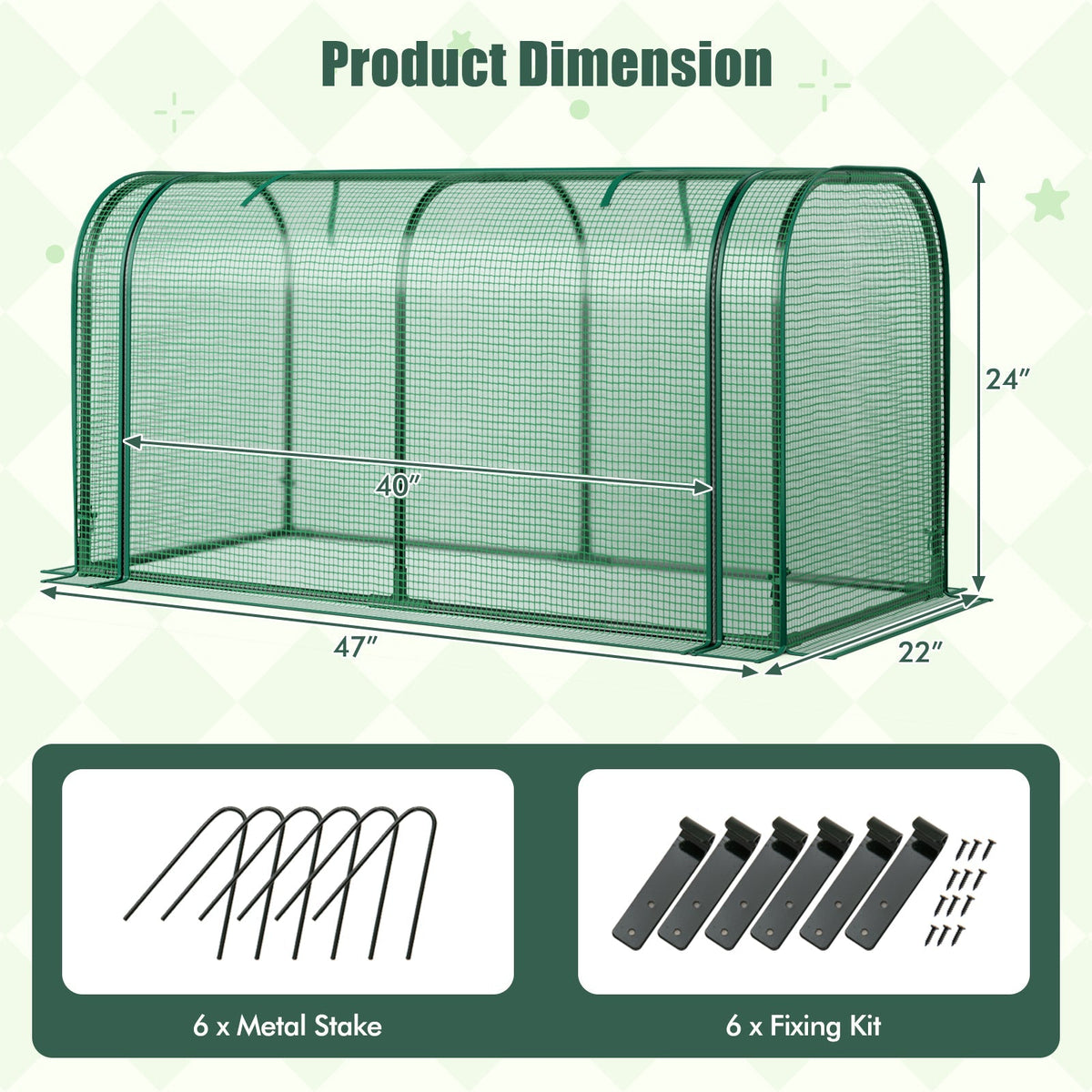 Mini Tunnel Greenhouse with Roll-up Zipper Door