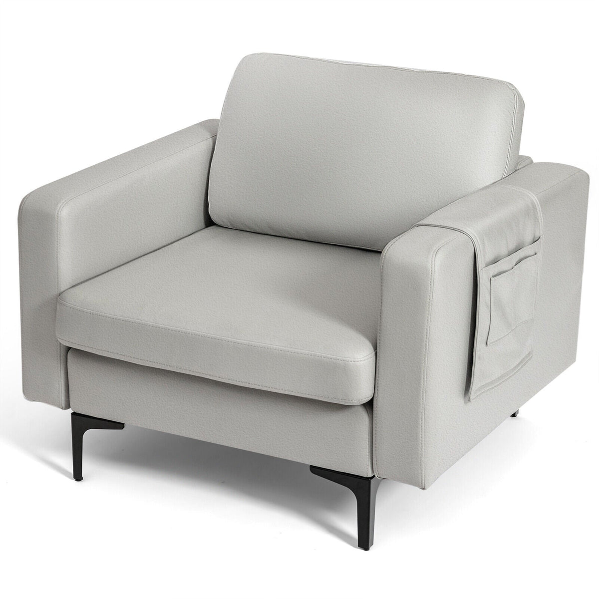 Modern Accent Armchair with Side Storage Pocket