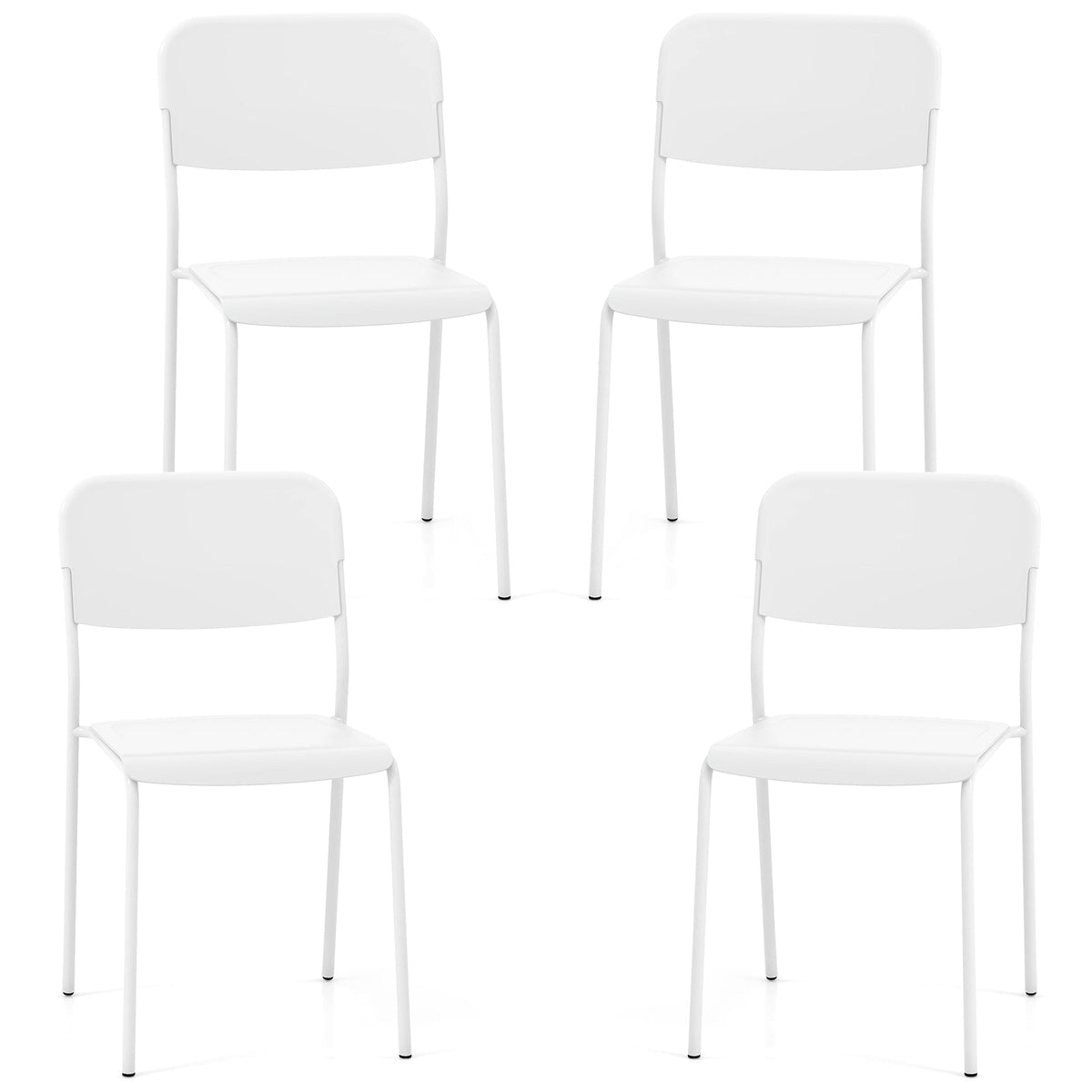 Modern Dining Chairs Set of 4 with Tilted Backrest and Sturdy Metal Legs