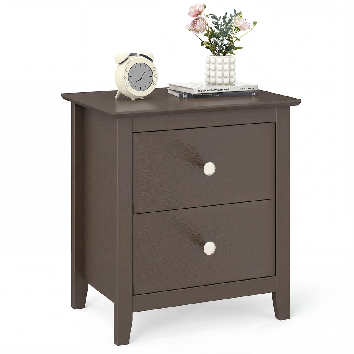 Modern Nightstand with 2 Drawers for Small Spaces