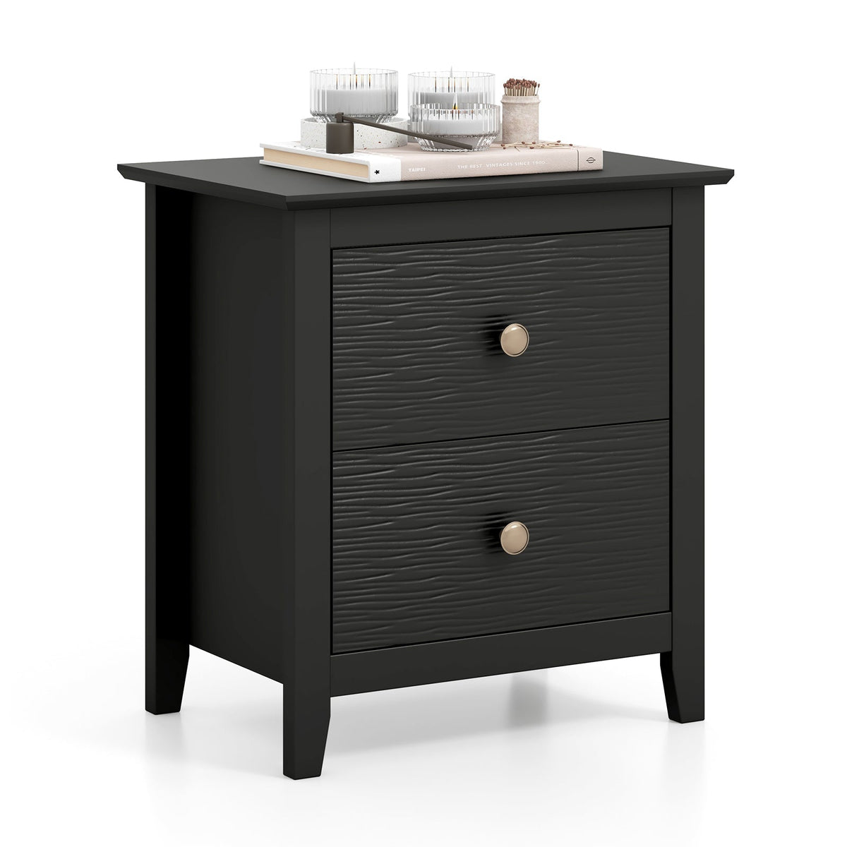 Modern Nightstand with 2 Drawers for Small Spaces