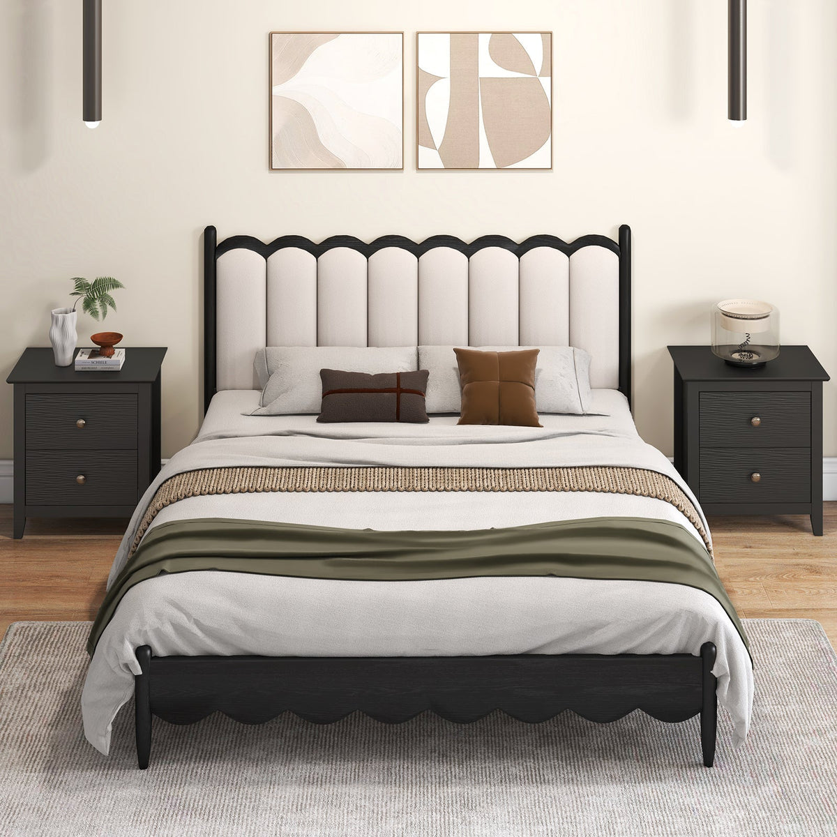 Modern Nightstand with 2 Drawers for Small Spaces