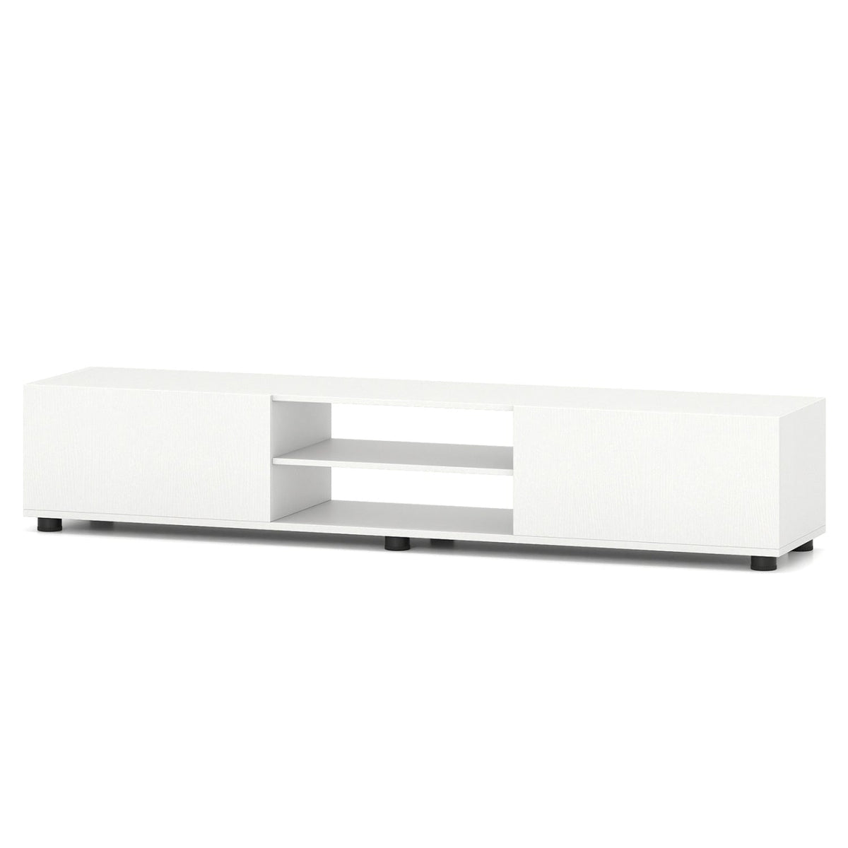 Modern TV Stand for up to 70" TVs Minimalist Entertainment Center with 2 Doors and Open Shelves-Rustic Brown
