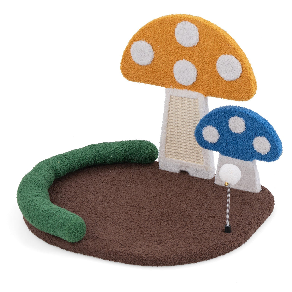Cama para Gatos con Forma de Seta y Rascador para Gatos con Cama Ancha y Panel Rascador de Sisal - Multicolor
