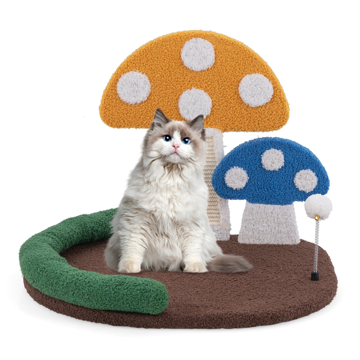 Cama para Gatos con Forma de Seta y Rascador para Gatos con Cama Ancha y Panel Rascador de Sisal - Multicolor