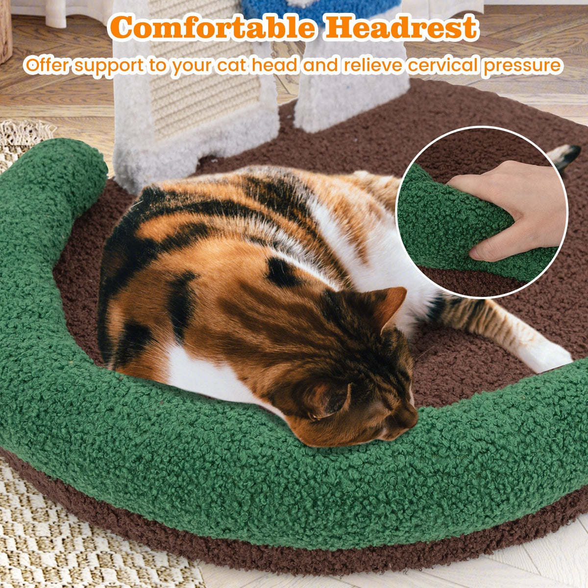 Cama para Gatos con Forma de Seta y Rascador para Gatos con Cama Ancha y Panel Rascador de Sisal - Multicolor