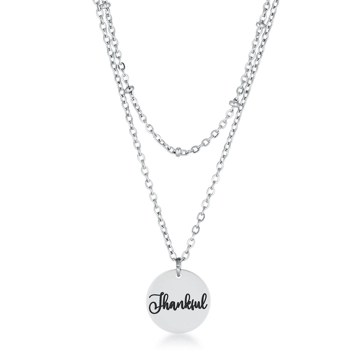 Avera Delicate Silver Plated Necklace Thankful Pendant