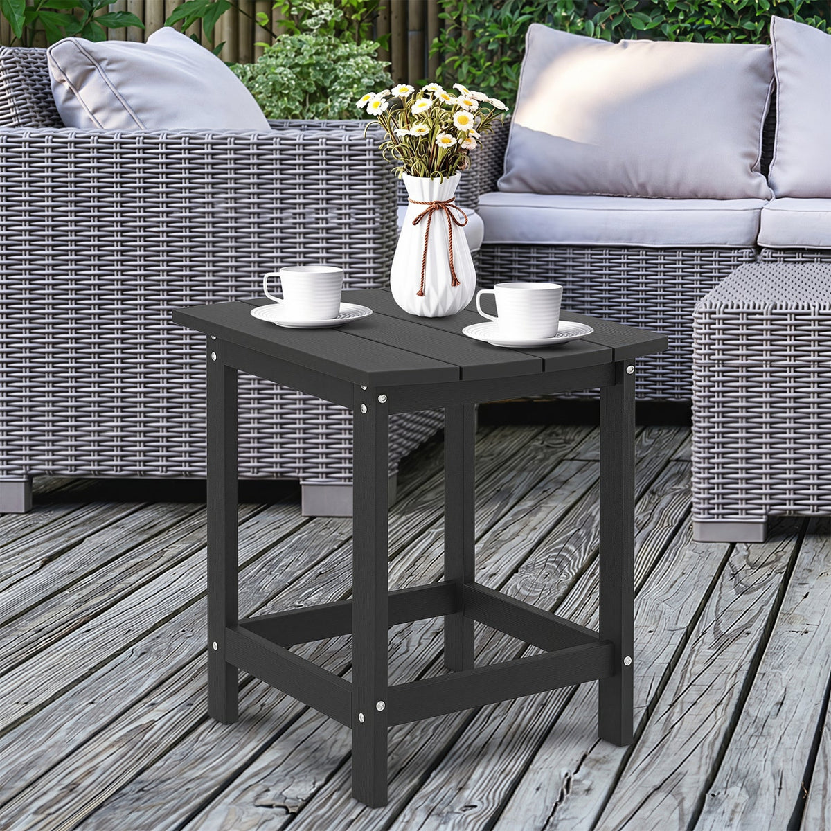 18 Inch Weather Resistant Side Table for Garden Yard Patio