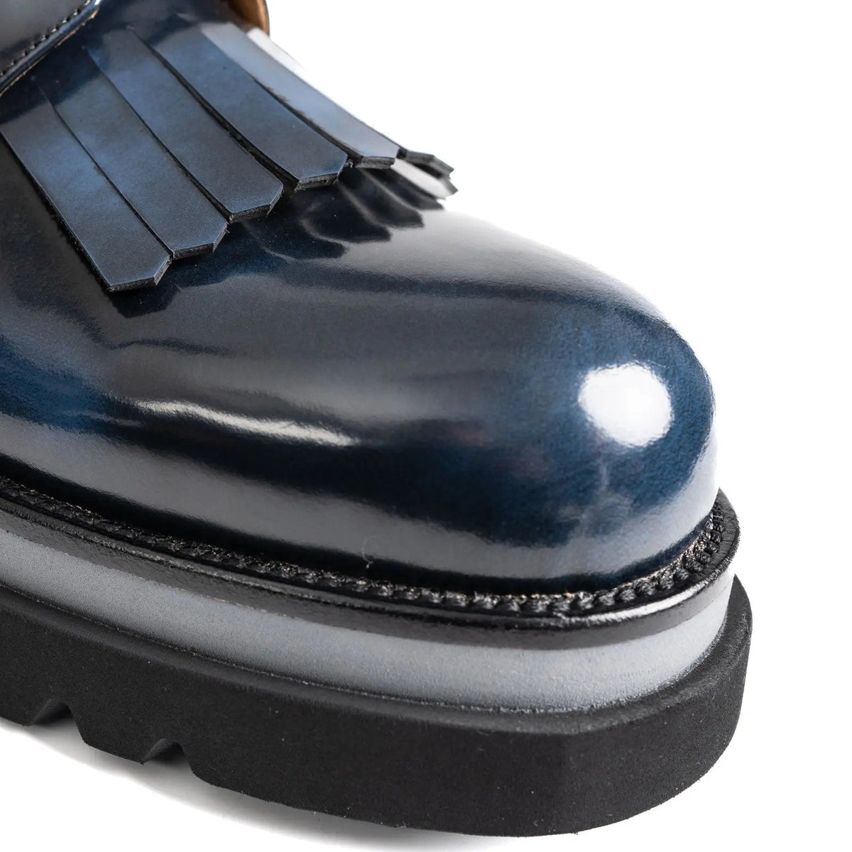 Blue Kiltie Calf Leather Derby Shoes