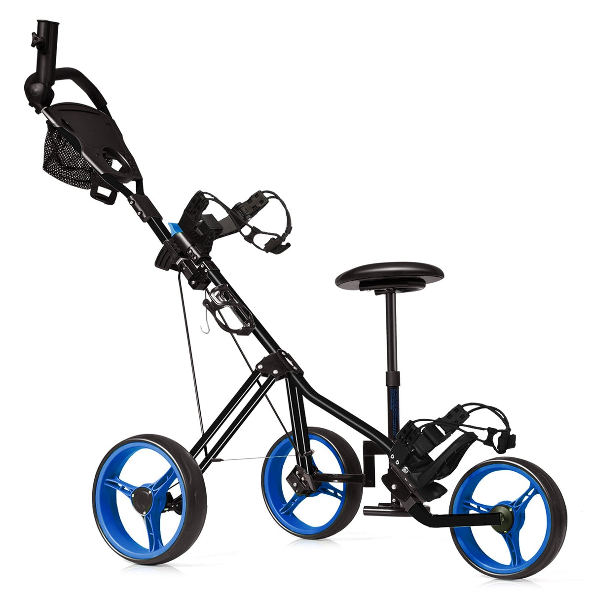 3 Wheels Push Pull Golf Trolley with Scoreboard Bag