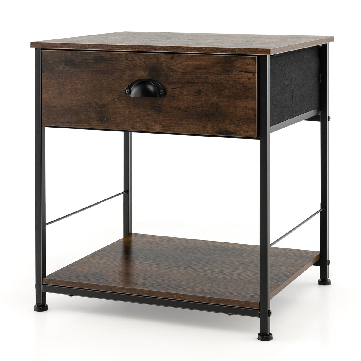 2 Tiers Nightstand with Open Storage Shelf for Living Room Bedroom