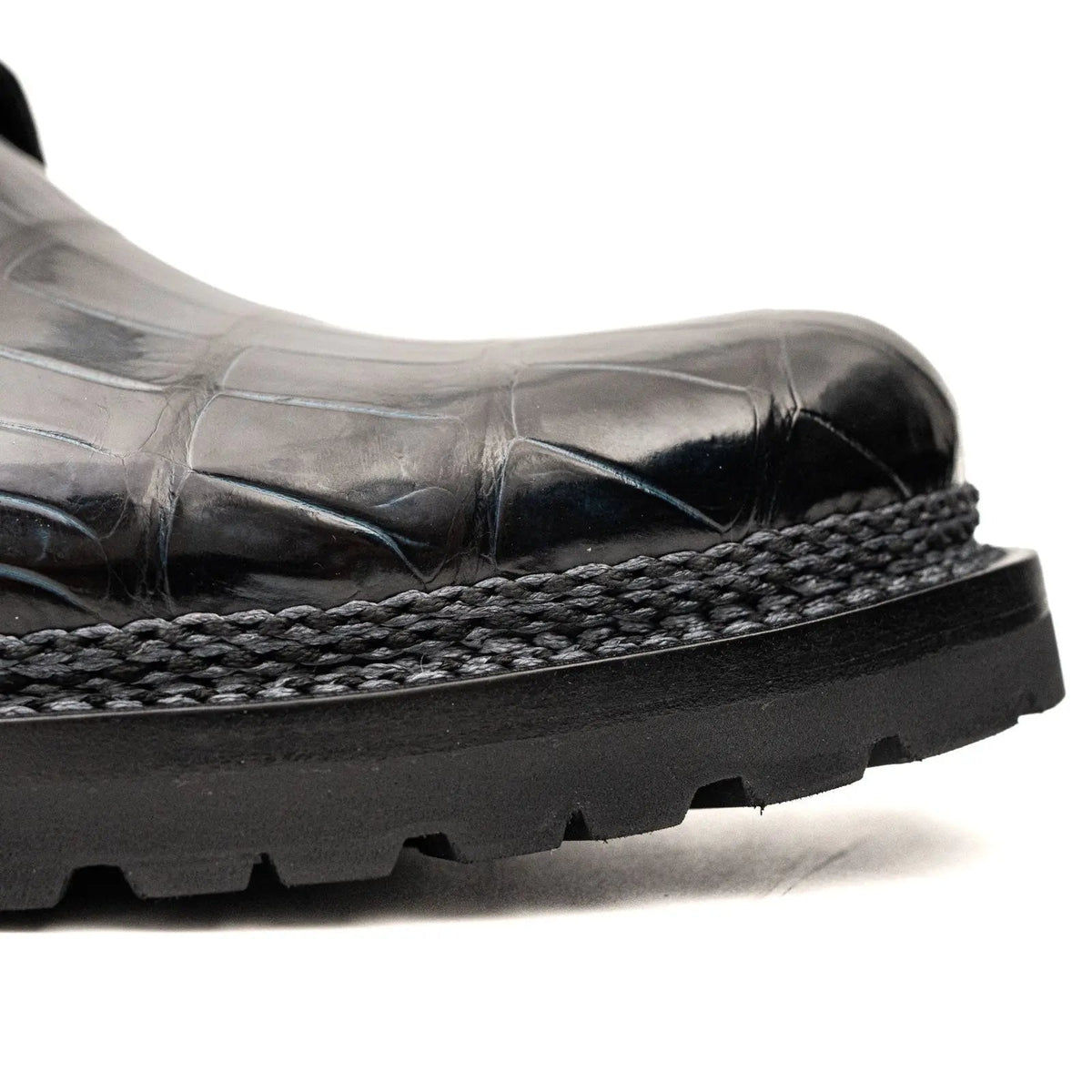 Black Crocodile Leather Derby Shoes