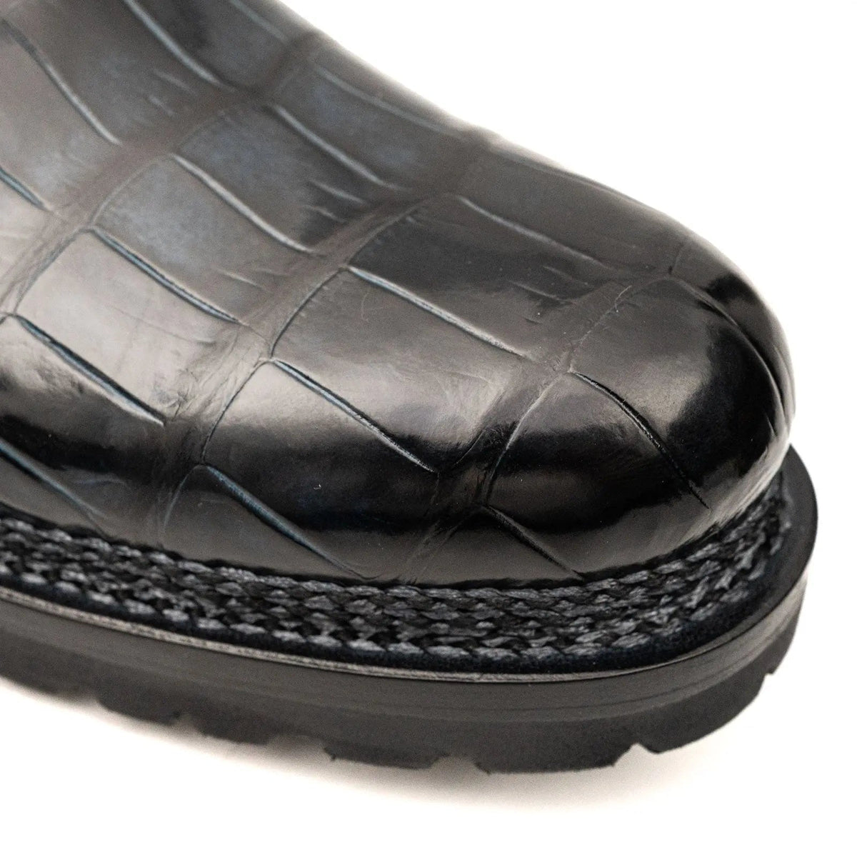 Black Crocodile Leather Derby Shoes