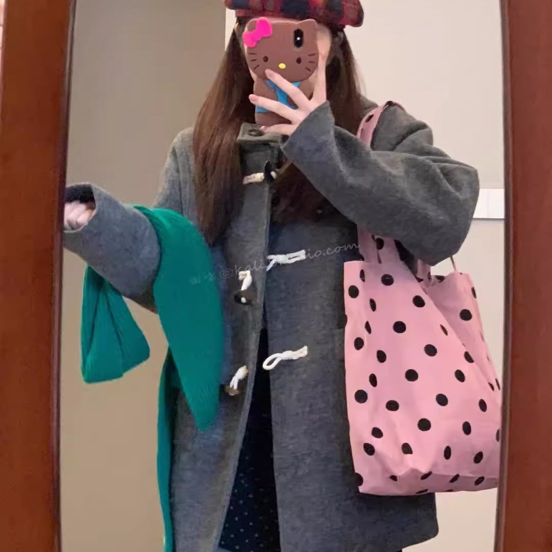 Spring cute polka dot hobo bag, versatile student large capacity shouder tote, design canvas hobo bag