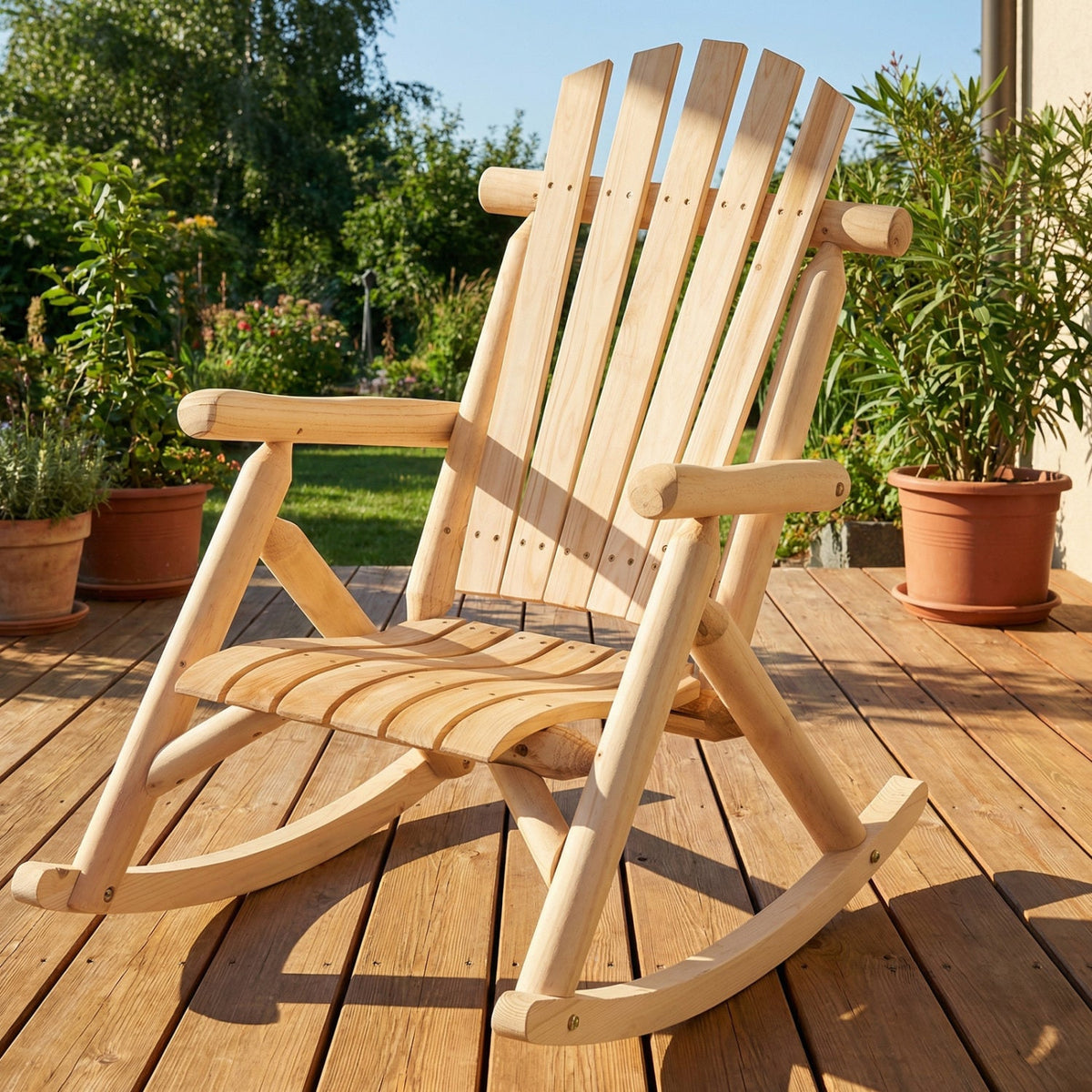 Mecedora de madera individual para porche, mecedora de patio