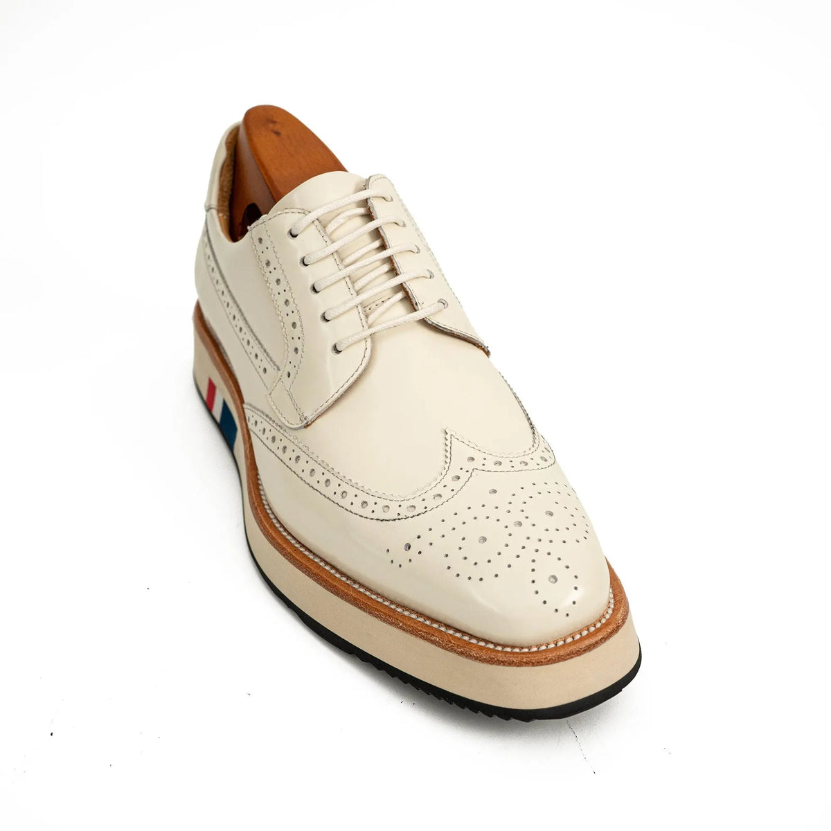 White Wingtip Calf Leather Casual Shoes
