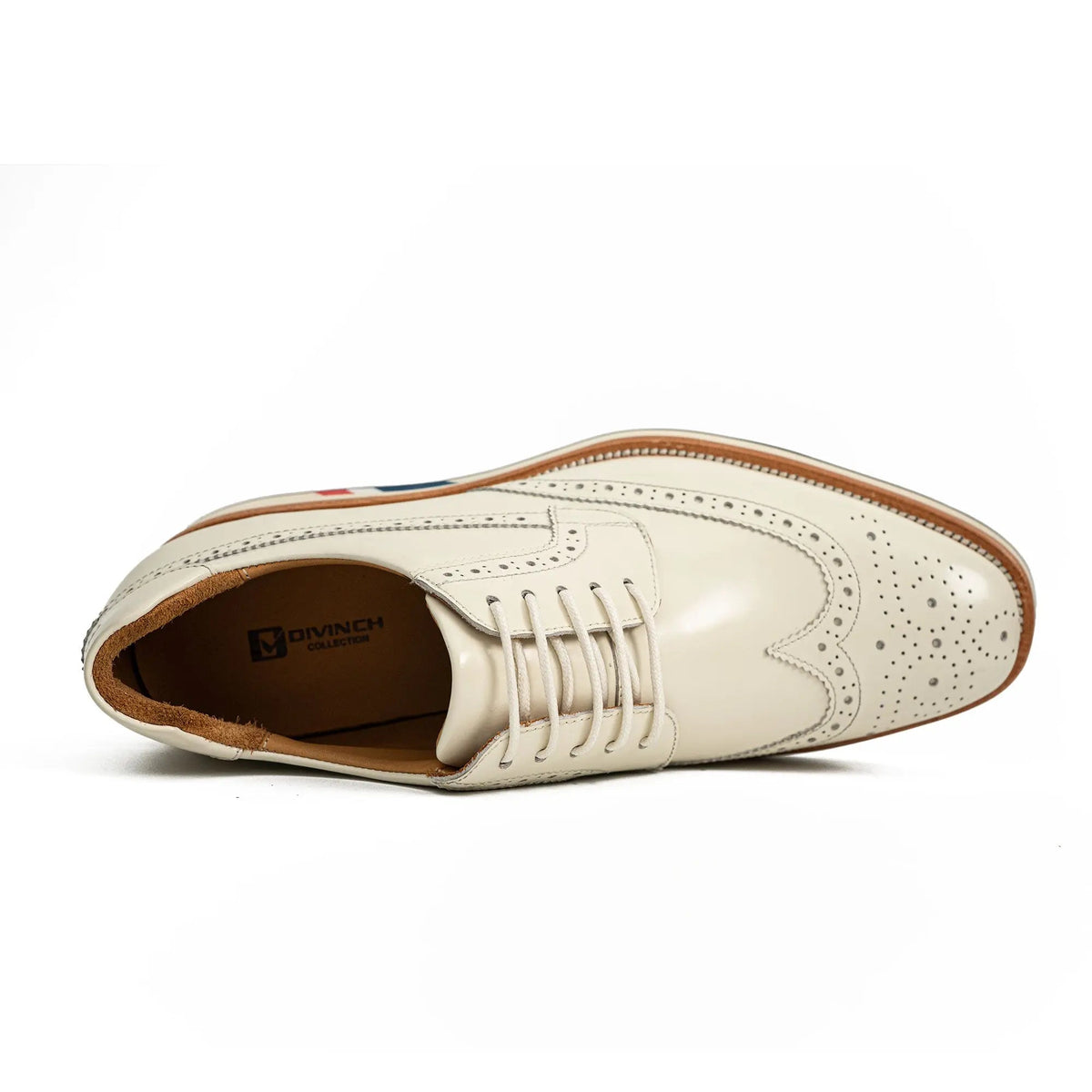 White Wingtip Calf Leather Casual Shoes