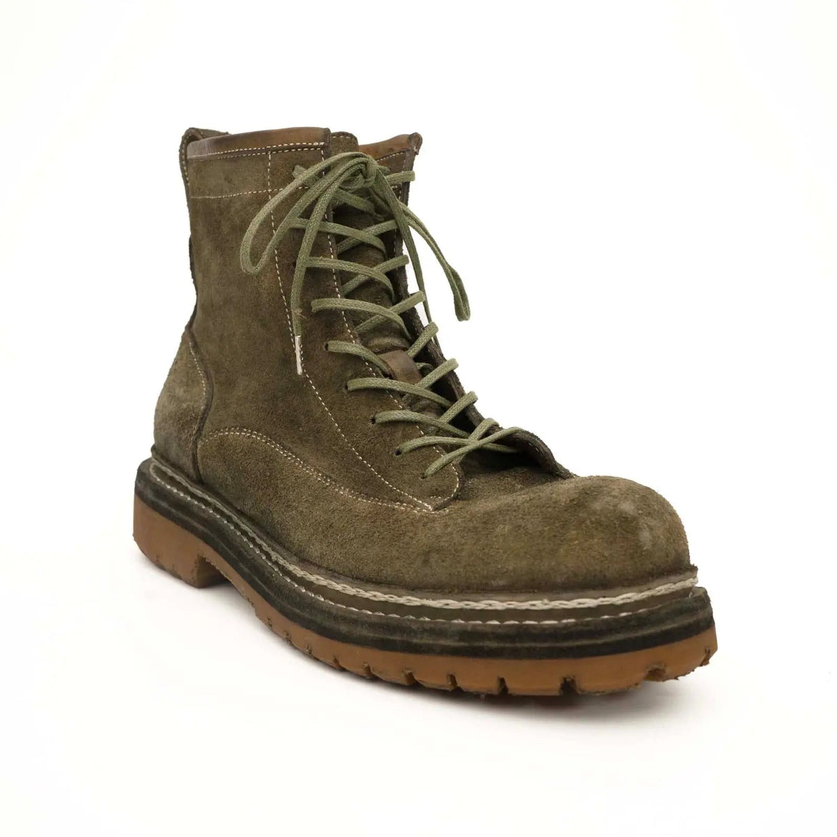 Brown Plain-Toe Horsehide Ankle Boots