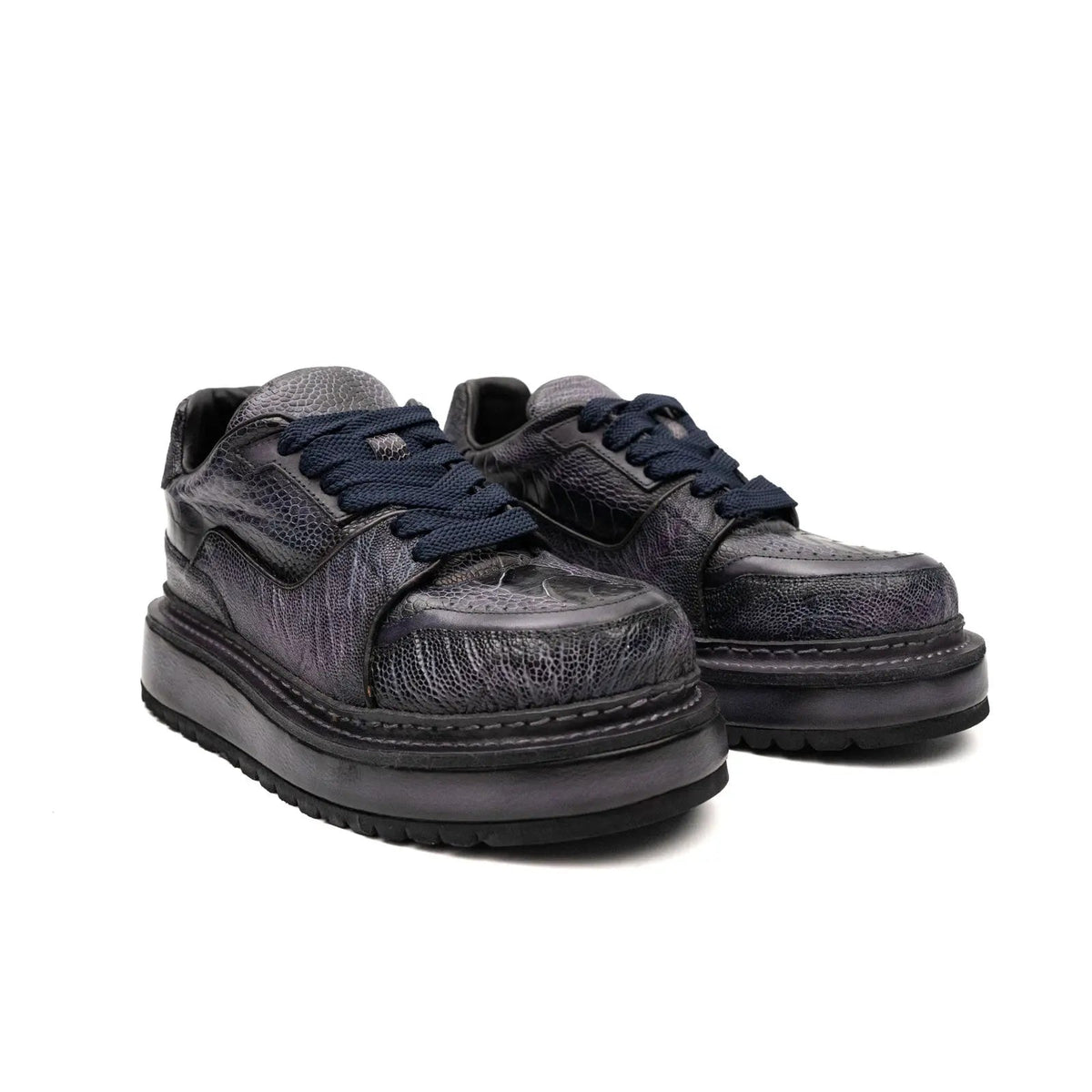 Purple Platform Lizard Leather Sneakers