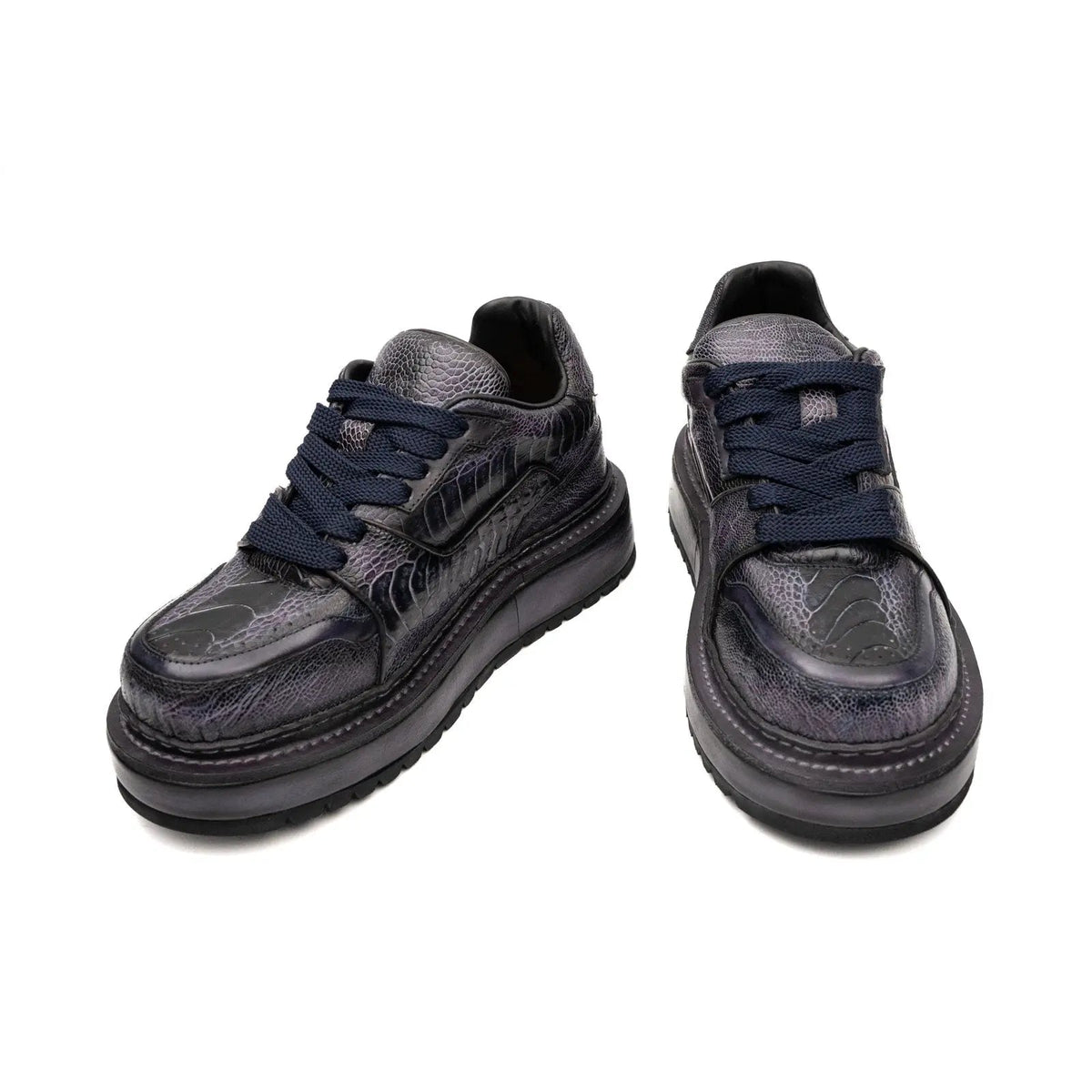 Purple Platform Lizard Leather Sneakers