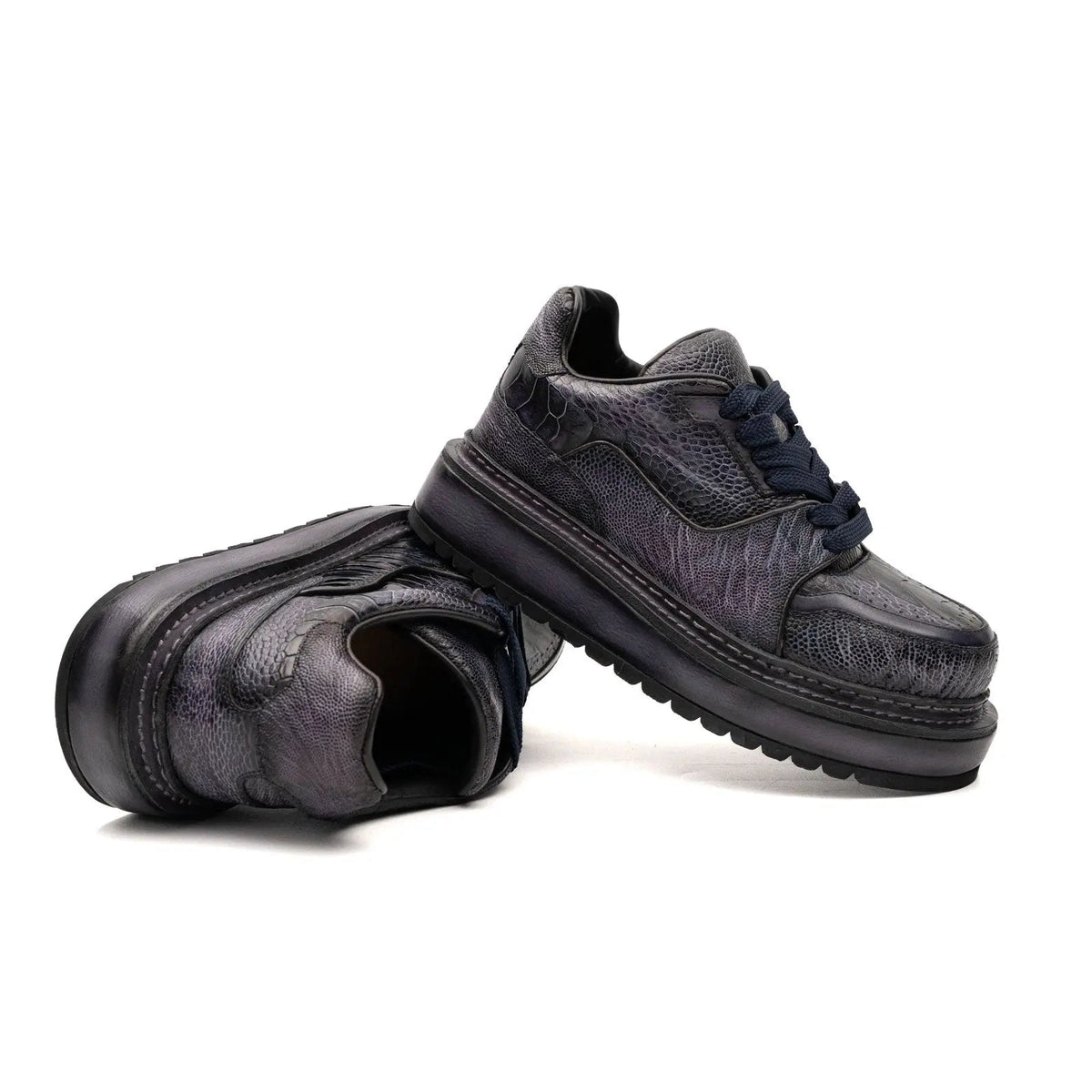 Purple Platform Lizard Leather Sneakers