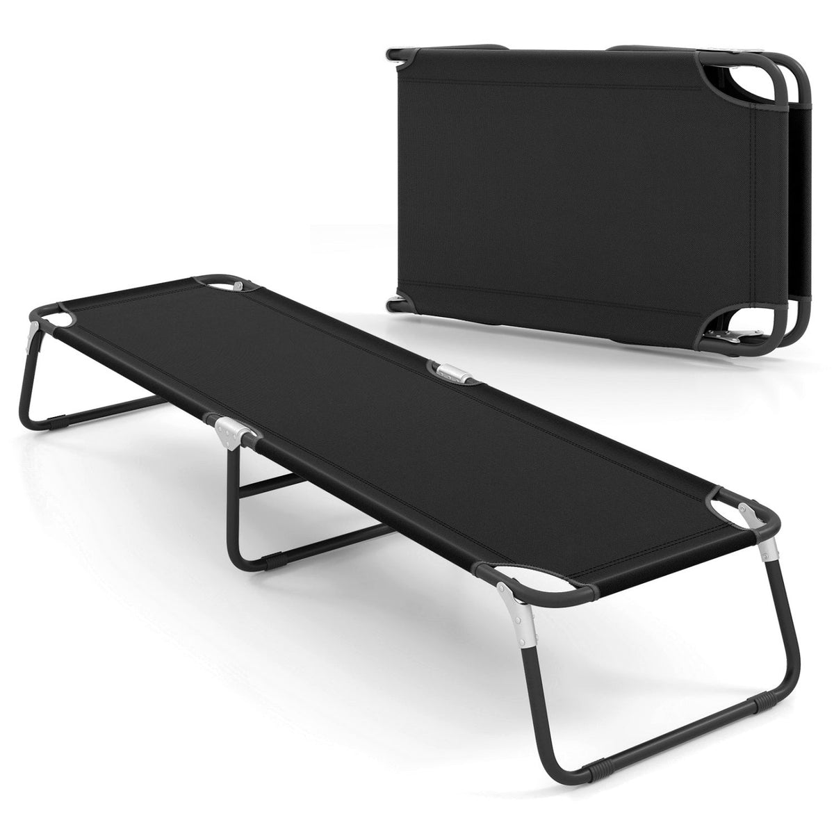 Cama plegable para camping al aire libre para dormir, senderismo, viajes - Negro