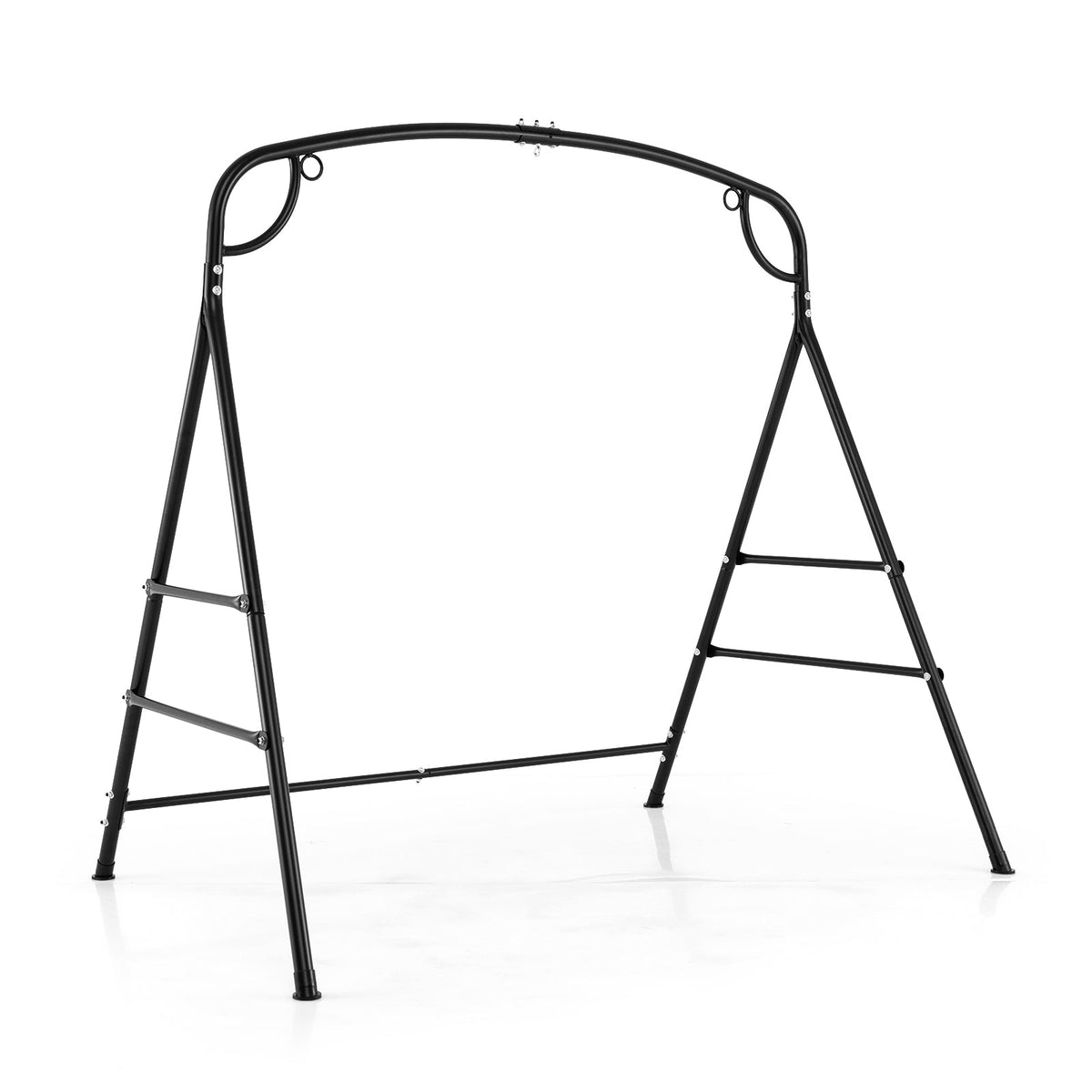 Soporte metálico para columpio de exterior con 4 barras de soporte y 2 formas de colgarlo - Negro