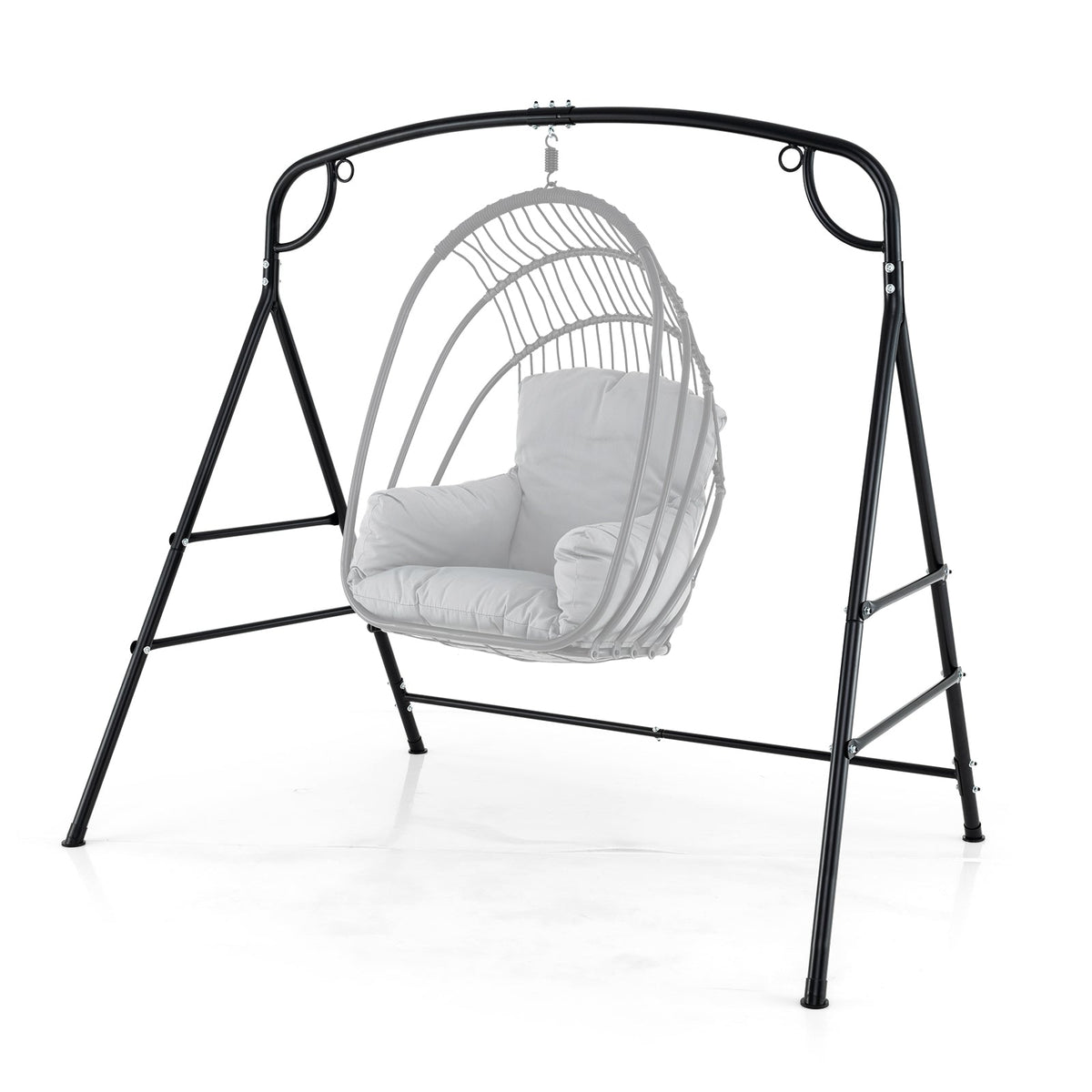 Soporte metálico para columpio de exterior con 4 barras de soporte y 2 formas de colgarlo - Negro