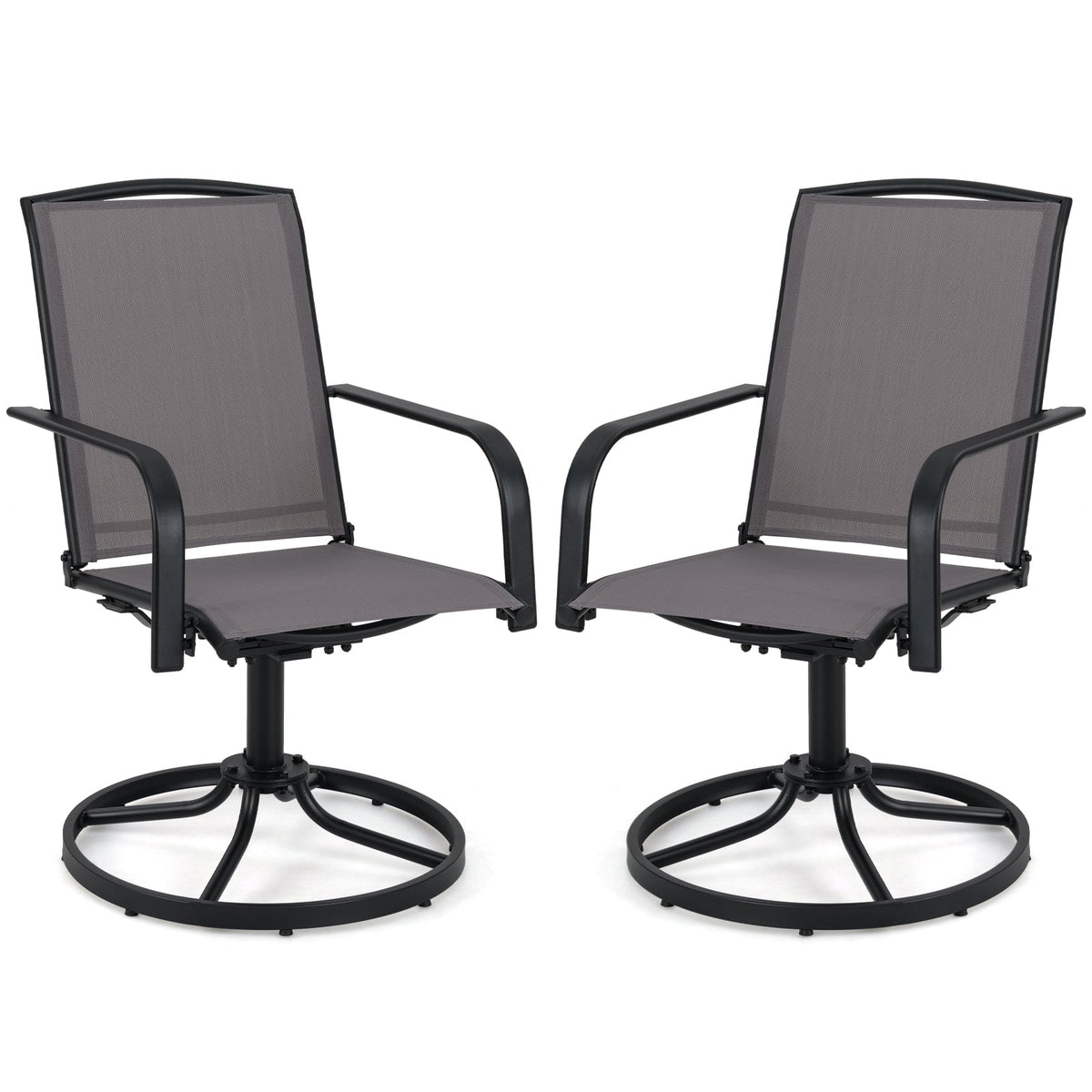 Juego de 2 sillas giratorias de exterior con respaldo alto y asiento transpirable