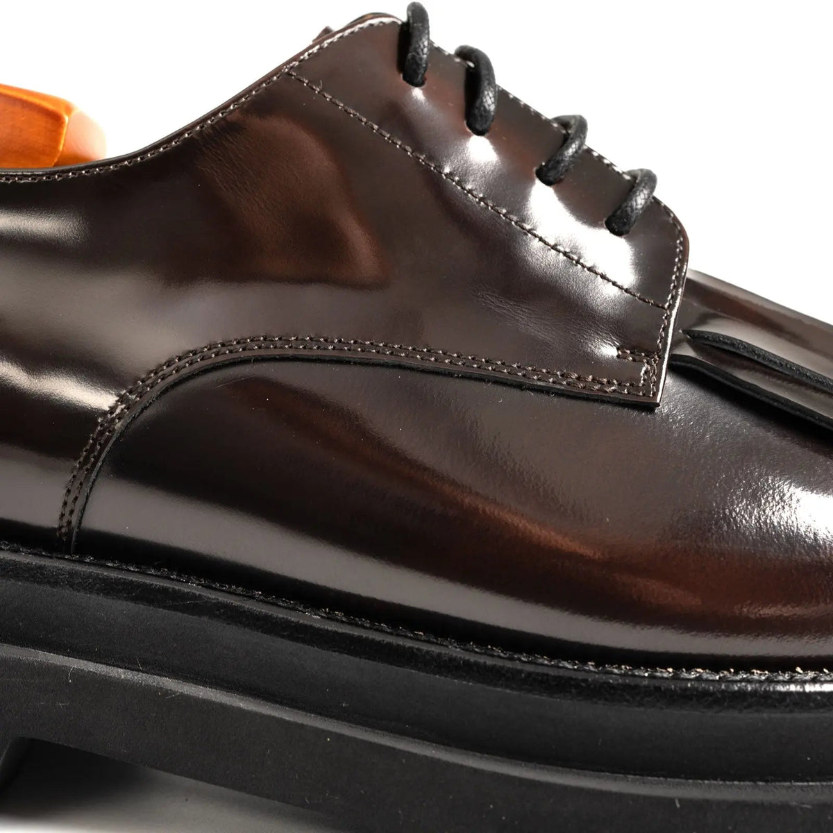 Dark Brown Kiltie Calf Leather Derby Shoes