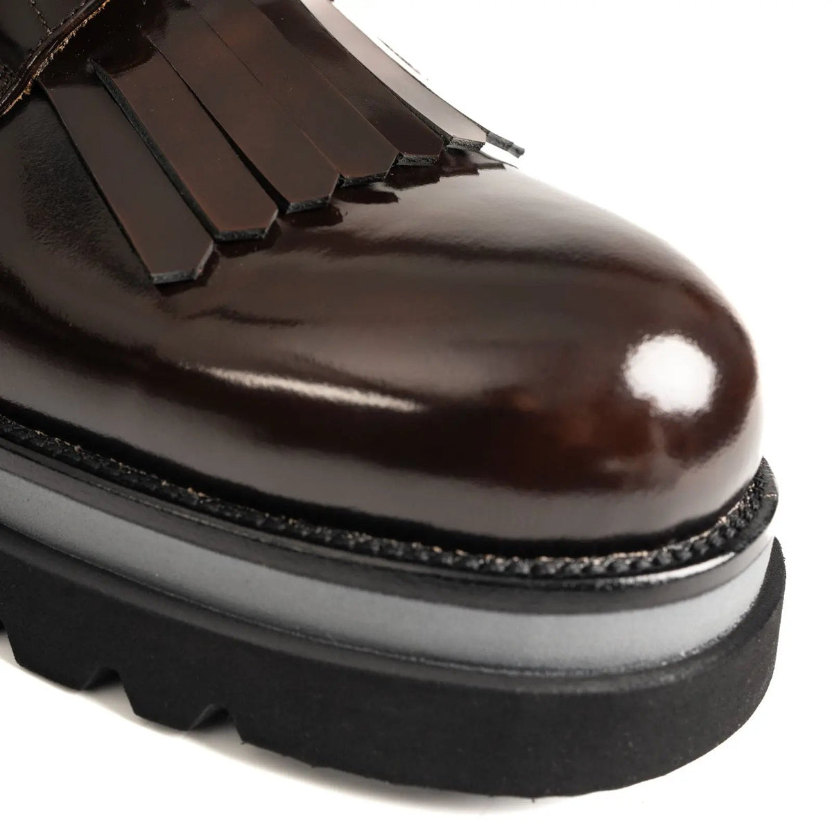 Dark Brown Kiltie Calf Leather Derby Shoes