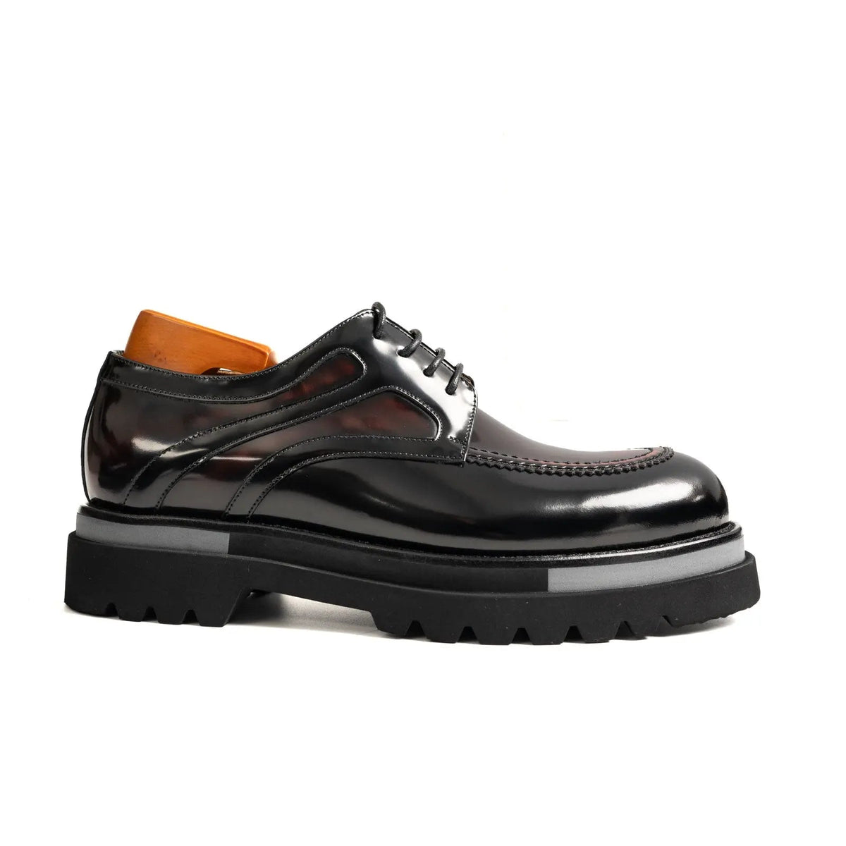 Burgundy Calf Leather Derby Shoes