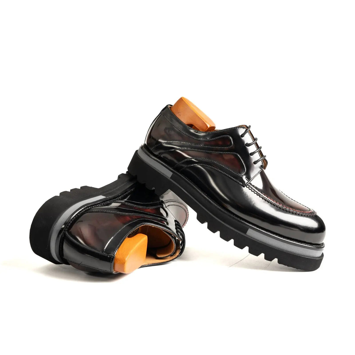 Burgundy Calf Leather Derby Shoes