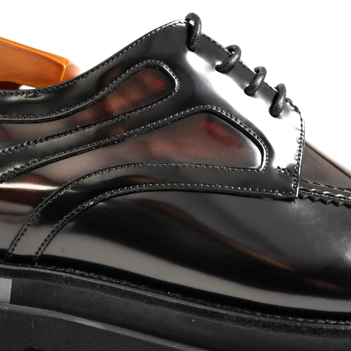 Burgundy Calf Leather Derby Shoes