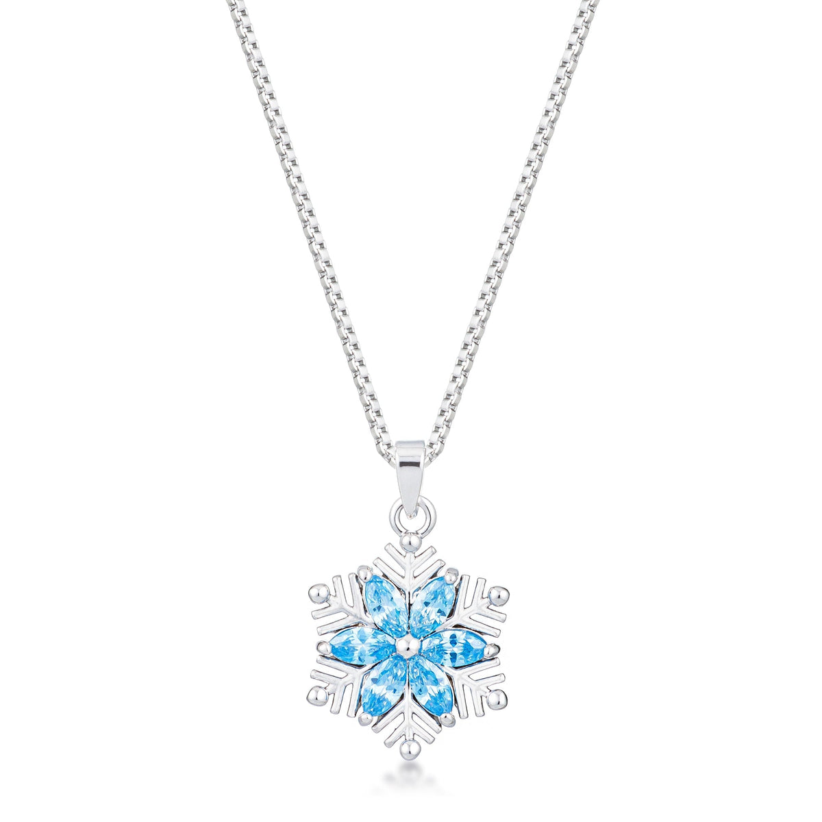 Avera Brilliant Marquise Snowflake Pendant in Sterling Silver