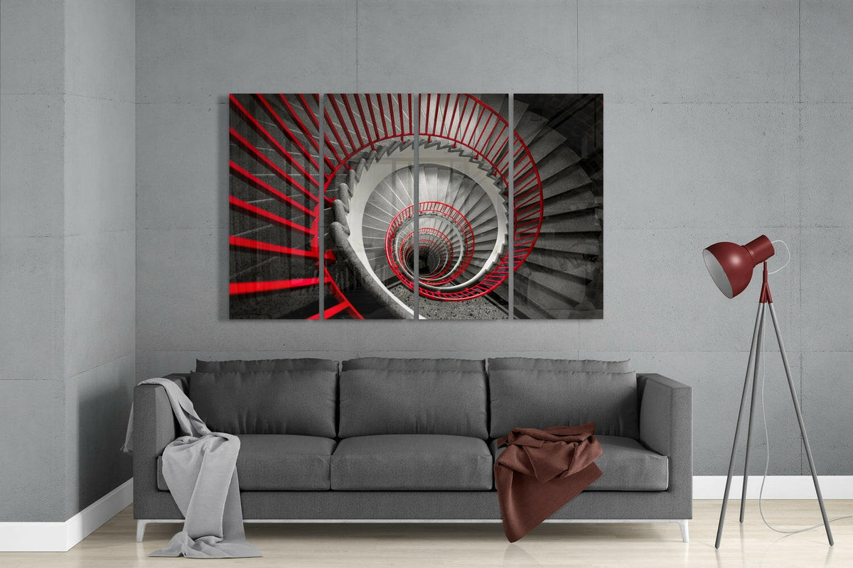Spiral Stairs 4 Pieces Mega Glass Wall Art (59"x36")