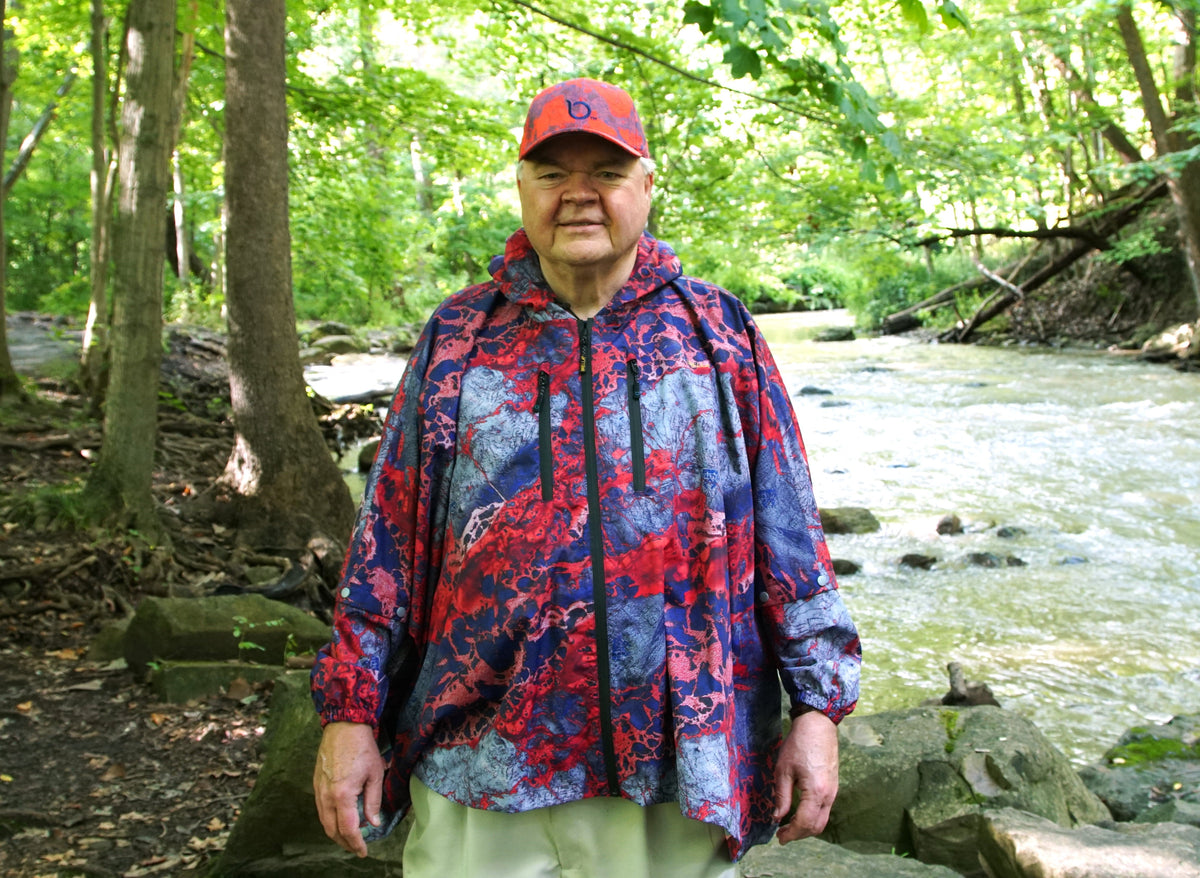 Chaqueta de lluvia unisex Brella roja, blanca y azul