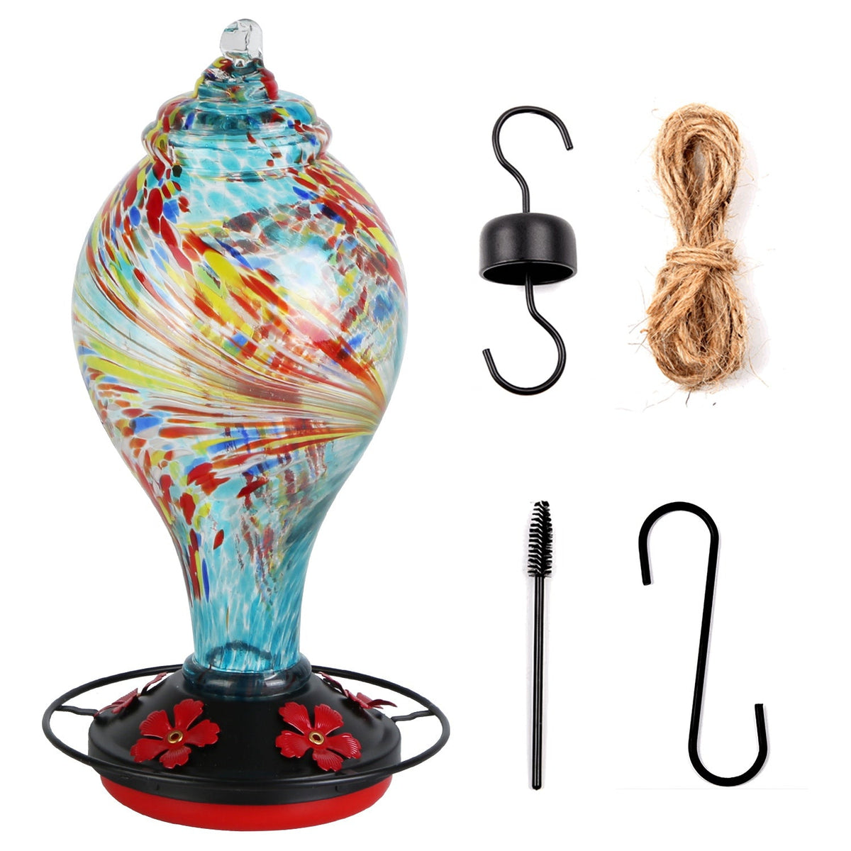 Hummingbird Feeder with 5 Ports, Ant Moat & Rope
