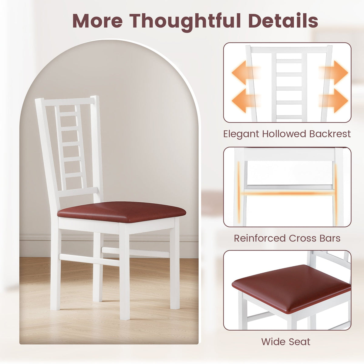 PU Leather Upholstered Wood Dining Chairs Set of 4
