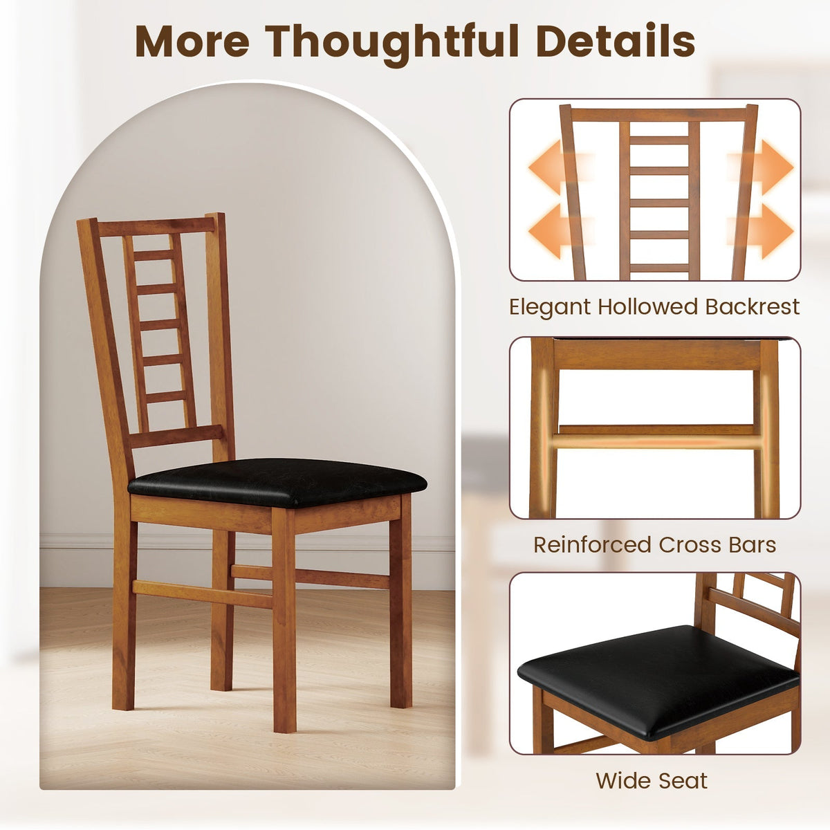 PU Leather Upholstered Wood Dining Chairs Set of 4