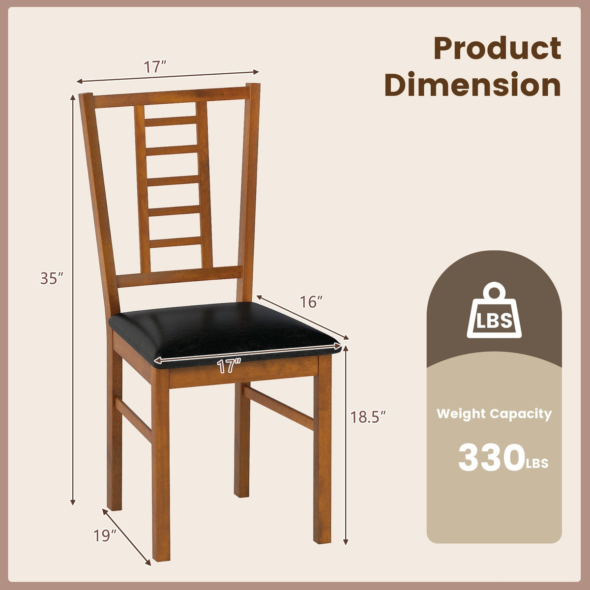 PU Leather Upholstered Wood Dining Chairs Set of 4