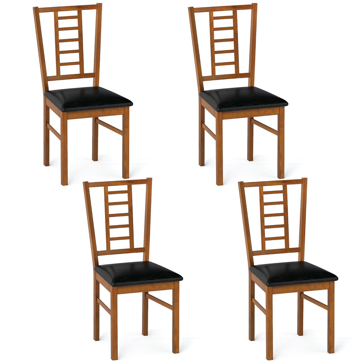 PU Leather Upholstered Wood Dining Chairs Set of 4