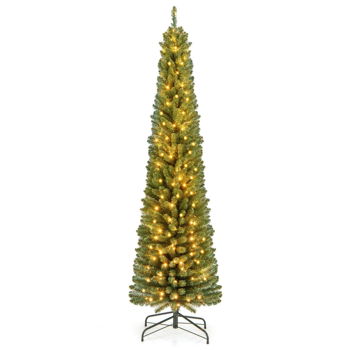 Pencil Christmas Tree with Memory Wire Branch Tips and Warm LED Lights