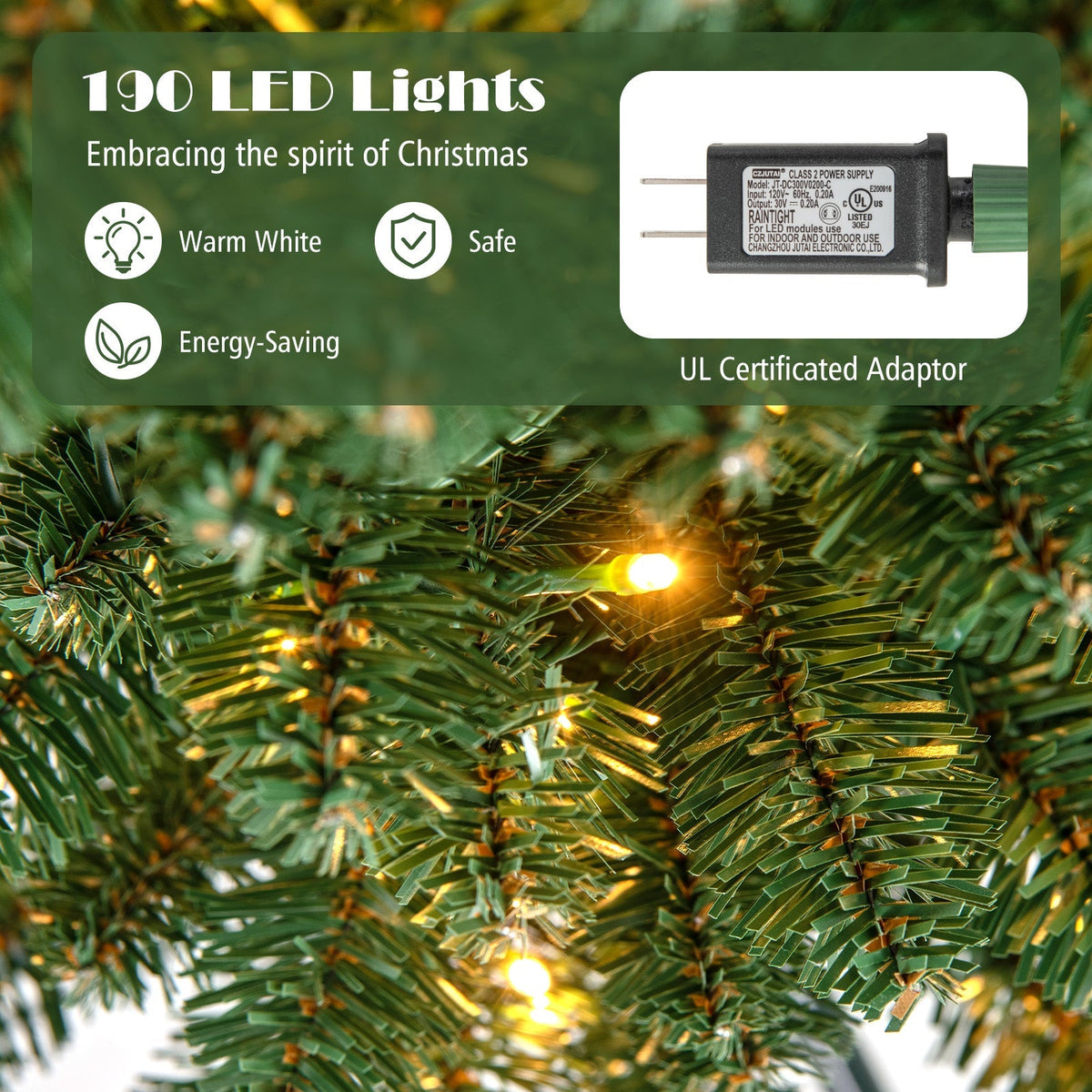 Pencil Christmas Tree with Memory Wire Branch Tips and Warm LED Lights