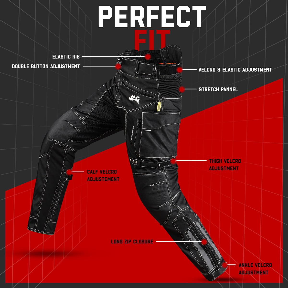 JAG Maverick Motorcycle Protective Pant - Black