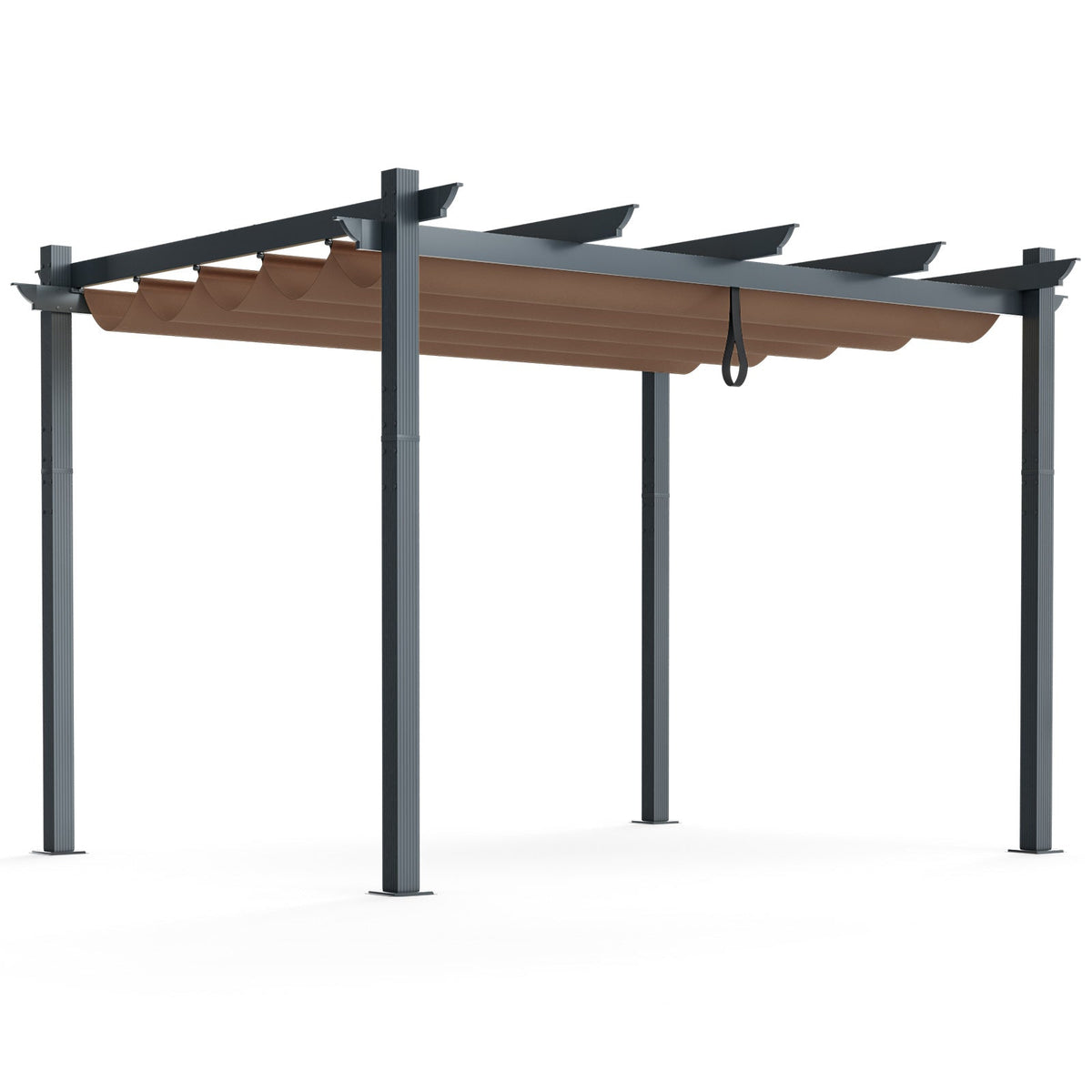 Pérgola exterior retráctil de aluminio de 10 x 12 pies con dosel y enrejado para uvas