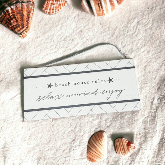 Beach House Hanging Signs - Coastal Door Wall Shelf Decor, 3 Styles, Summer