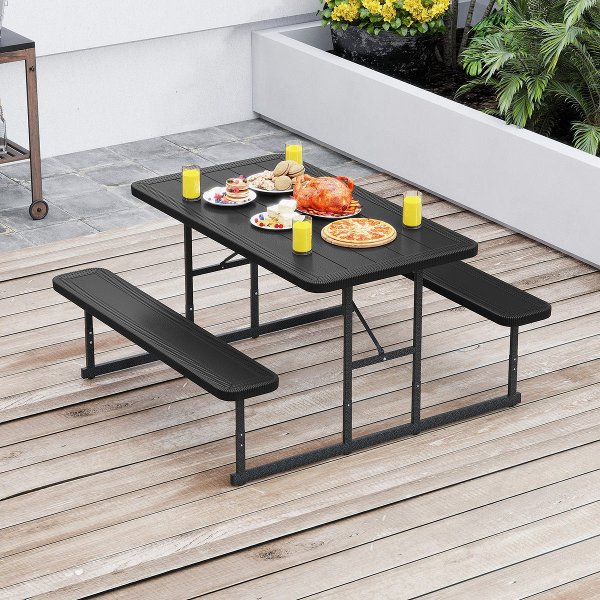 Picnic Table Bench Set for 2-4 People Outdoor Rectangular Camping Dining Table