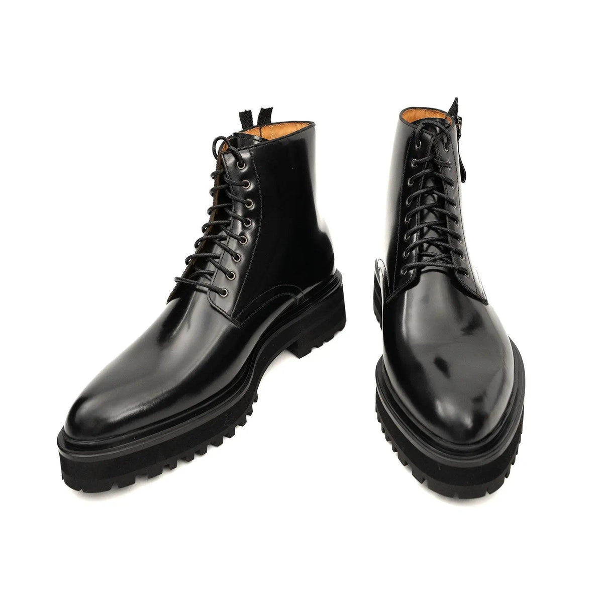 Black Calf Leather Ankle Boots